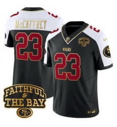 Men San Francisco 49ers 23 Christian McCaffrey Black Alternate 2025 F U S E Faithful To The Bay Patch Limited V8 Stitched Football Jersey Men San Francisco 49ers 23 Christian McCaffrey Black Alternate 2025 F U S E Faithful To The Bay Patch Limited V8 Stitched Football Jersey