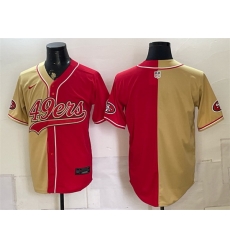Men San Francisco 49ers Blank Gold Red Split Stitched Jersey 004