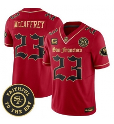 Men San Francisco 49ers Christian McCaffrey Gothic Edition Red Black Vapor Limited Jersey Men San Francisco 49ers Christian McCaffrey Gothic Edition Red Black Vapor Limited Jersey
