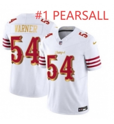 Men San Francisco 49ers Ricky Pearsall #1 White Gold 2025 F U S E Rivalries Vapor Limited Stitched Football Jersey Men San Francisco 49ers Ricky Pearsall #1 White Gold 2025 F U S E Rivalries Vapor Limited Stitched Football Jersey