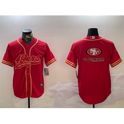 Men San Francisco 49ers Team Big Logo Red Cool Base Stitched Baseball Jersey