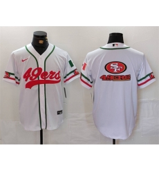 Men San Francisco 49ers Team Big Logo White With Patch Cool Base Stitched Baseball Jersey 2