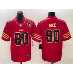 Men's San Francisco 49ers Jerry Rice #80 Untouchable Limited Jersey Red Gold Fashion