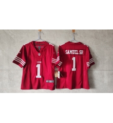 Women San Francisco 49ers 1 Deebo Samuel Sr  Red F U S E Vapor Untouchable Stitched Jersey