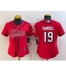 Women San Francisco 49ers 19 Deebo Samuel New Red With Patch Cool Base Stitched Baseball Jersey