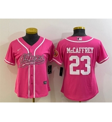 Women San Francisco 49ers 23 Christian McCaffrey Pink With Patch Cool Base Stitched Baseball Jersey