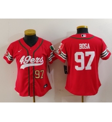 Women San Francisco 49ers 97 Nick Bosa Red Mexico With Patch Cool Base Stitched Baseball Jersey