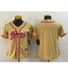 Women San Francisco 49ers Blank Gold With Patch Cool Base Stitched Baseball Jersey