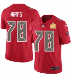 Men Nike Tampa Bay Buccaneers 78 Tristan Wirfs Red Men Super Bowl LV Champions Patch Stitched NFL Limited Rush Jersey