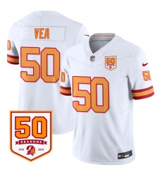 Men Tampa Bay Buccaneers 50 Vita Vea White 2025 F U S E  50th Anniversary Patch Vapor Limited Stitched Jersey