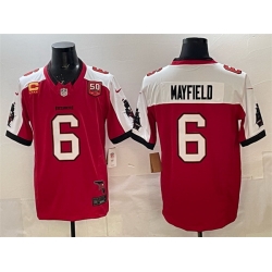 Men Tampa Bay Buccaneers 6 Baker Mayfield Red Alternate F U S E  50th Season  26 4 Star C Patch Vapor Limited Stitched Football Jersey