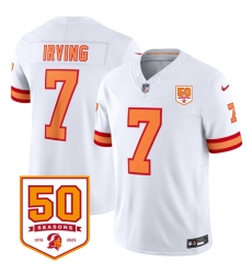 Men Tampa Bay Buccaneers 7 Bucky Irving White 2025 F U S E  50th Anniversary Patch Vapor Limited Stitched Jersey