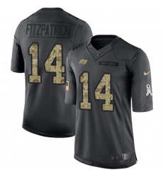 Mens Nike Tampa Bay Buccaneers 14 Ryan Fitzpatrick Limited Black 2016 Salute to Service NFL Jersey