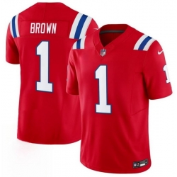 Men New England Patriots  1 A J  Brown Red 2026 F U S E  Vapor Limited Stitched Football Jersey