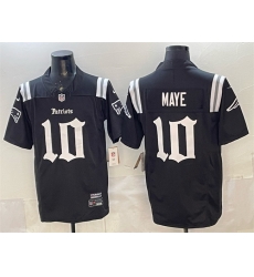 Men New England Patriots 10 Drake Maye Black F U S E  Gothic Revolution Edition Stitched Football Jersey