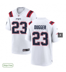 Men New England Patriots 23  Kyle Dugger White Vapor Limited Stitched Football Jersey