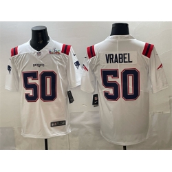 Men New England Patriots  50 Mike Vrabel White With Super Bowl LX Patch Vapor Limited Stitched Football Jersey