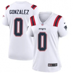 Women New England Patriots 0 Christian Gonzalez White Stitched Vapor Limited Jersey