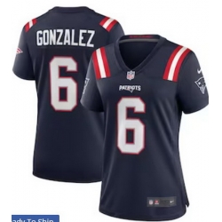 Women New England Patriots 6 Christian Gonzalez Navy Vapor Limited Jersey