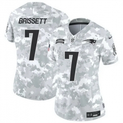 Women New England Patriots 7 Jacoby Brissett 2024 F U S E Arctic Camo Salute To Service Limited Stitched Jersey