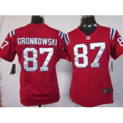 Women Nike New England patriots #87 Gronkowski Red Nike NFL Jerseys