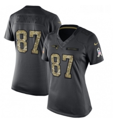 Womens Nike New England Patriots 87 Rob Gronkowski Limited Black 2016 Salute to Service NFL Jersey