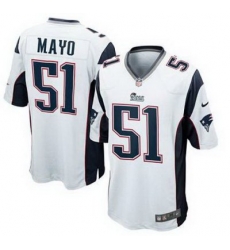 Youth Nike New England Patriots 51# Jerod Mayo White Color Jersey(S-XL)