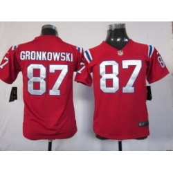 Youth Nike New England Patriots #87 Gronkowski Red Nike NFL Jerseys