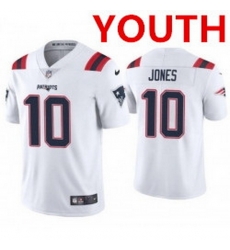 Youth new england patriots 10 mac jones white 2021 vapor limited football jersey 