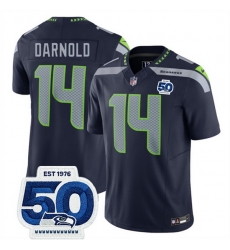 Men Seattle Seahawks 14 Sam Darnold Navy 2025 F U S E 50th Anniversary Patch Vapor Untouchable Limited Stitched Football Jersey Men Seattle Seahawks 14 Sam Darnold Navy 2025 F U S E 50th Anniversary Patch Vapor Untouchable Limited Stitched Football Jersey