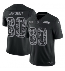 Men Seattle Seahawks  80 Steve Largent Black F U S E  2026 Salute to Service Limited Stitched Football Jersey