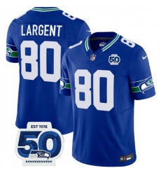 Men Seattle Seahawks 80 Steve Largent Royal 2025 F U S E 50th Anniversary Patch Throwback Vapor Limited Stitched Football Jersey Men Seattle Seahawks 80 Steve Largent Royal 2025 F U S E 50th Anniversary Patch Throwback Vapor Limited Stitched Football Jersey