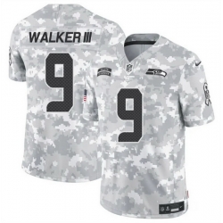 Men Seattle Seahawks 9 Kenneth Walker III 2024 F U S E Arctic Camo Salute To Service Limited Stitched Football Jersey