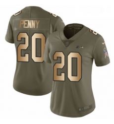 Womens Nike Seattle Seahawks 20 Rashaad Penny Limited Olive Gold 2017 Salute to Service NFL Jersey