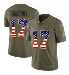 Mens Nike Miami Dolphins 17 Ryan Tannehill Limited OliveUSA Flag 2017 Salute to Service NFL Jersey