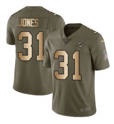 Nike Dolphins 31 Byron Jones Olive Gold Men Stitched NFL Limited 2017 Salute To Service Jersey