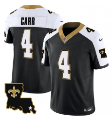 Men New Orleans Saints 4 Derek Carr Black White 2023 F U S E 1987 Legacy Vapor Stitched Jersey