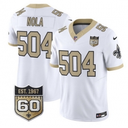 Men New Orleans Saints  504 Nola White F U S E  60th Anniversary Patch Vapor Limited Stitched Football Jersey