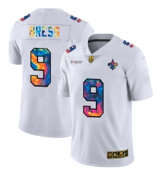 New Orleans Saints 9 Drew Brees Men White Nike Multi Color 2020 NFL Crucial Catch Limited NFL Jersey