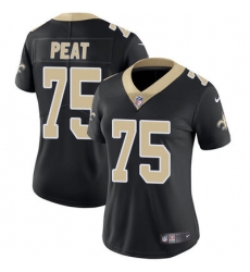 Nike Saints #75 Andrus Peat Black Team Color Womens Stitched NFL Vapor Untouchable Limited Jersey