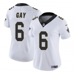 Women New Orleans Saints 6 Willie Gay White Vapor Stitched Game Jersey