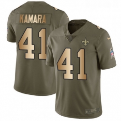 Youth Nike New Orleans Saints 41 Alvin Kamara Limited OliveGold 2017 Salute to Service NFL Jersey