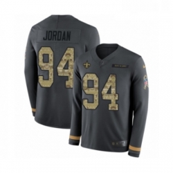 Youth Nike New Orleans Saints 94 Cameron Jordan Limited Black Salute to Service Therma Long Sleeve NFL Jersey