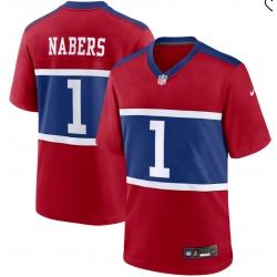 Men New York Giants 1 Malik Nabers Red 2024 F U S E  Vapor Untouchable Limited Stitched Jersey