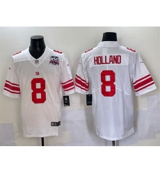 Men New York Giants 8 Jevon Holland White 2025 With 100th Season Patch Vapor Untouchable Limited Stitched Jersey Men New York Giants 8 Jevon Holland White 2025 With 100th Season Patch Vapor Untouchable Limited Stitched Jersey