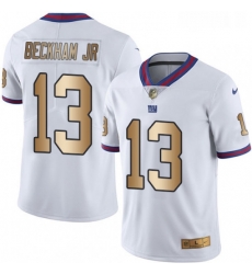 Mens Nike New York Giants 13 Odell Beckham Jr Limited WhiteGold Rush NFL Jersey