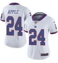 Nike Giants #24 Eli Apple White Womens Stitched NFL Limited Rush Jersey