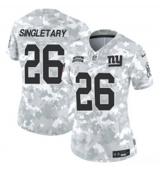 Women New York Giants 26 Devin Singletary 2024 F U S E Arctic Camo Salute To Service Limited Stitched Football Jersey