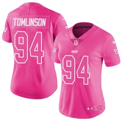 Womens Nike Giants #94 Dalvin Tomlinson Pink  Stitched NFL Limited Rush Fashion Jersey