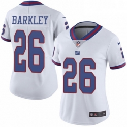 Womens Nike New York Giants 26 Saquon Barkley Limited White Rush Vapor Untouchable NFL Jersey